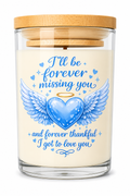 Forever Missing You Memorial Candle – Blue Angel Wings Remembrance Gift | Vanilla Candle | Sympathy Candle | Bereavement Gift | In Loving Memory Keepsake