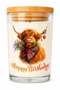 Highland Cow Birthday Candle – Cute Scottish Cow Gift | Vanilla Candle | Happy Birthday Candle | Highland Cow Lover Gift | Unique Birthday Present