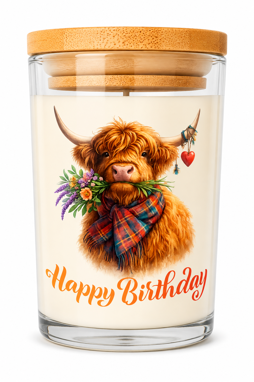 Highland Cow Birthday Candle – Cute Scottish Cow Gift | Vanilla Candle | Happy Birthday Candle | Highland Cow Lover Gift | Unique Birthday Present