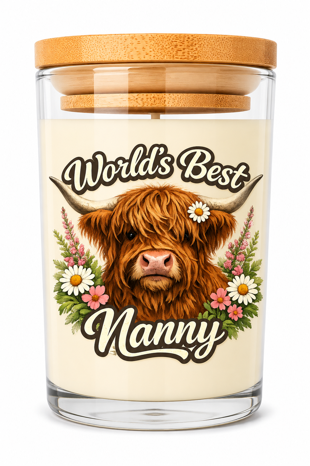 World's Best Nanny Highland Cow Candle – Nanny Gift | Highland Cow Lover Gift | Birthday Gift for Nanny | Mother's Day Present
