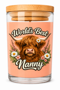 World's Best Nanny Peach Highland Cow Candle – Nanny Gift | Highland Cow Lover Present | Birthday Gift for Nanny | Mother's Day Candle