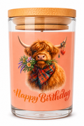 Highland Cow Birthday Candle – Peach | Happy Birthday Gift | Cute Scottish Cow Candle | Highland Cow Lover Present