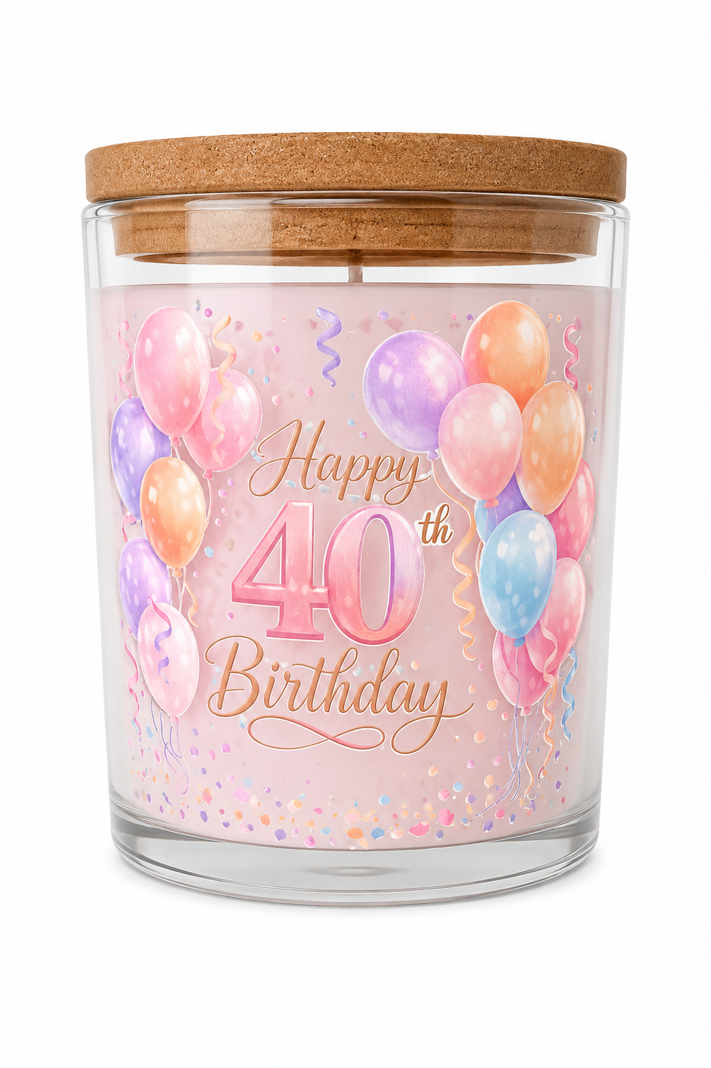 Happy 40th Birthday Candle Gift for Her – Pink Flowers Floral Scented 40 Hour Burn Birthday Candle – Luxury 40th Birthday Present with Premium UV-DTF Label