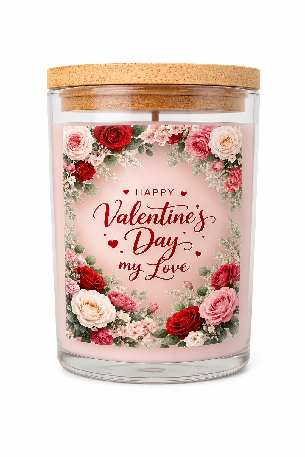 Valentine’s Day Pink Flowers Floral Candle My Love Romantic Floral Gift for Him or Her