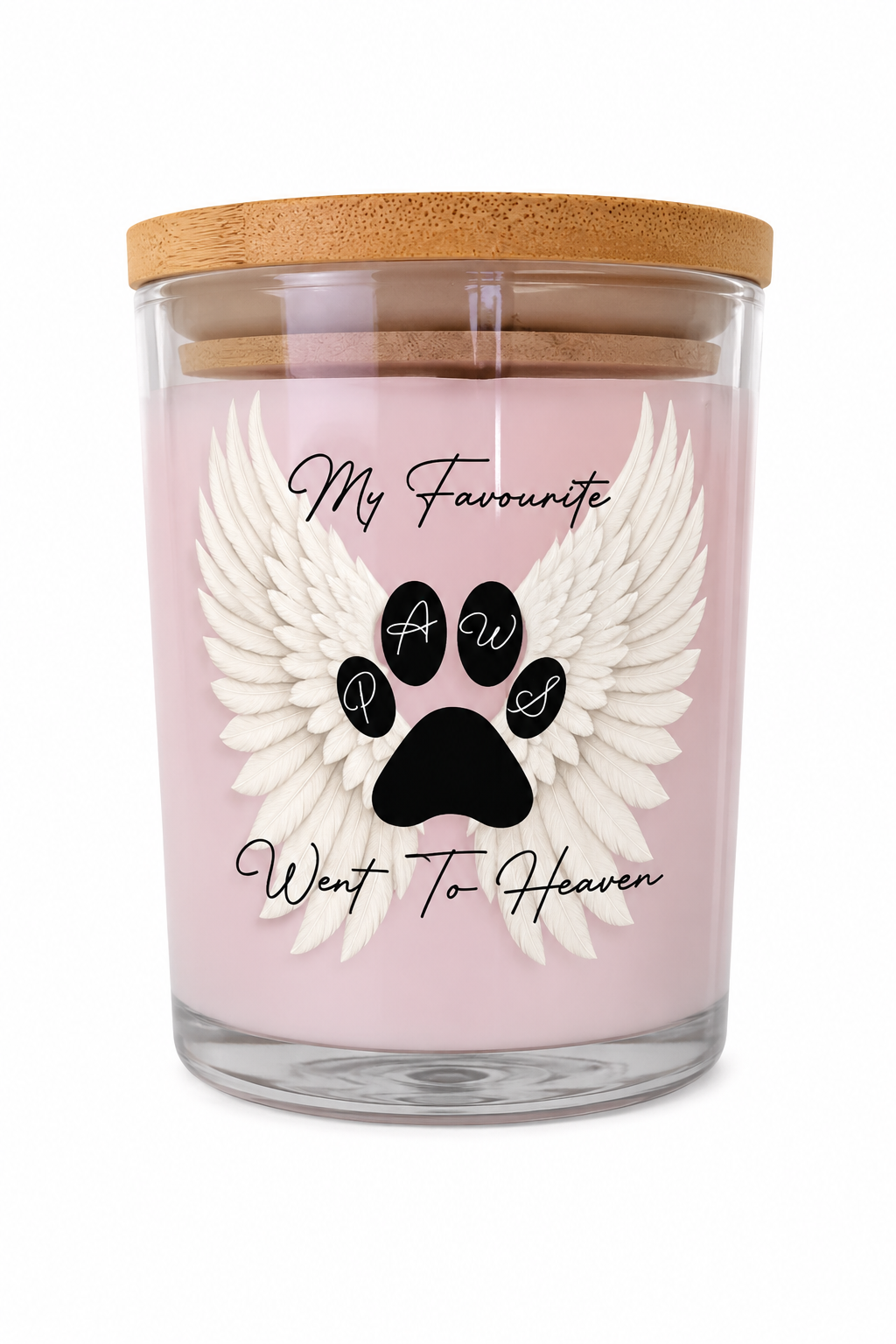 My Favourite Paws Went To Heaven Candle - Pink Flowers Floral Scented Memorial Candle for Grieving Pet Owners - 40 Hour Burn Time - UV-DTF Technology - Perfect Gift for Loss of Fur Baby - Decor