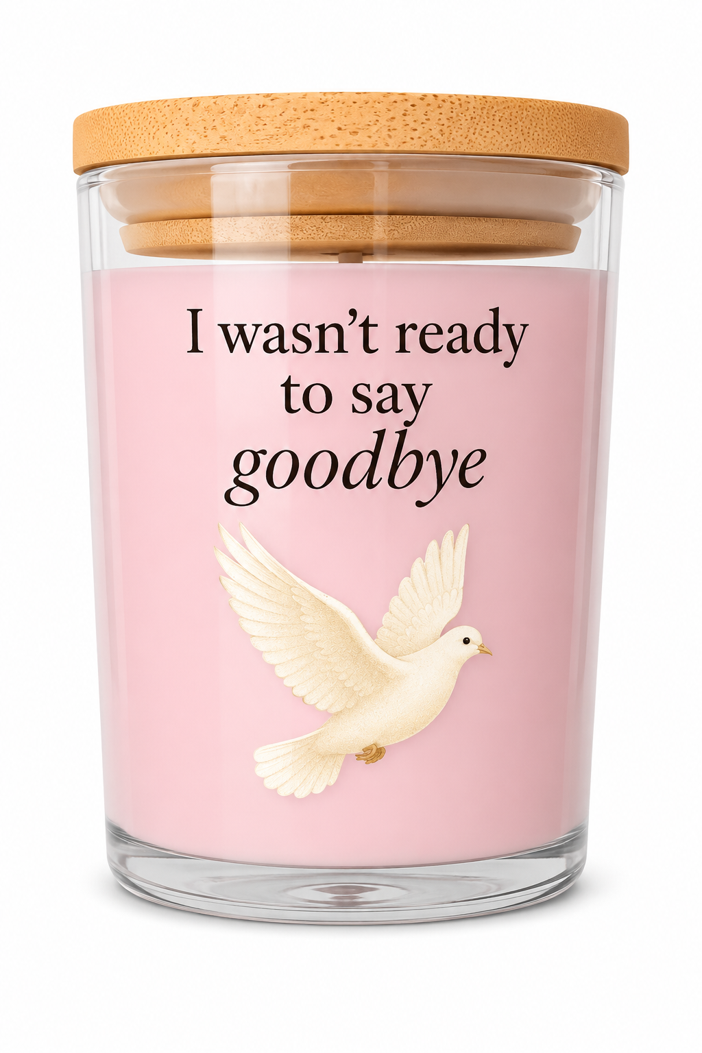 Memorial Pink Flowers Floral Scented Candle I Wasn't Ready To Say Goodbye Dove Design 40 Hours Burn Time Floral Aroma Glass Jar Bamboo Lid - Decor