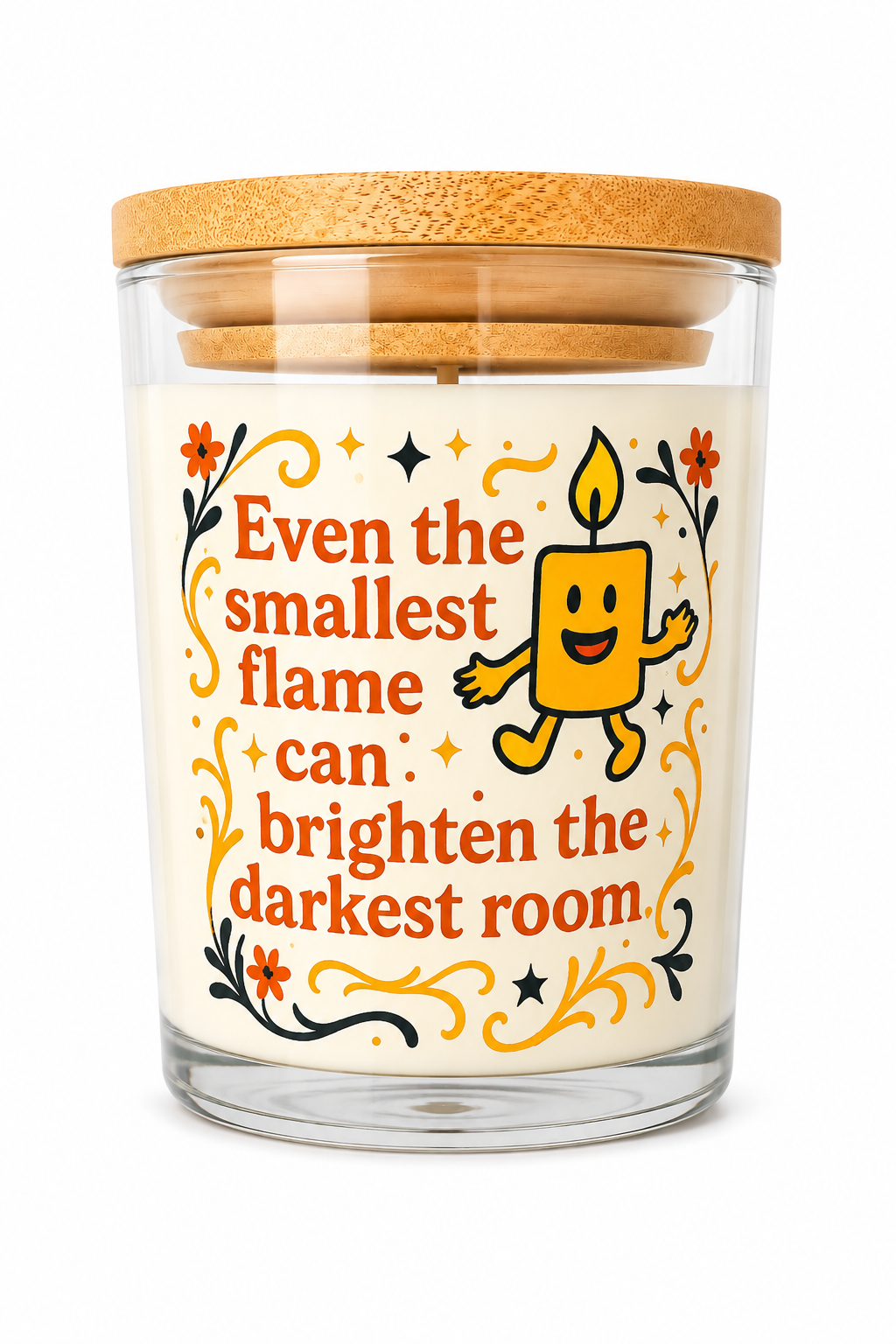 Even The Smallest Flame Can Brighten The Darkest Room Candle Vanilla Scent  Bamboo Lid 40 Hour Burn Time Aromatherapy Decor