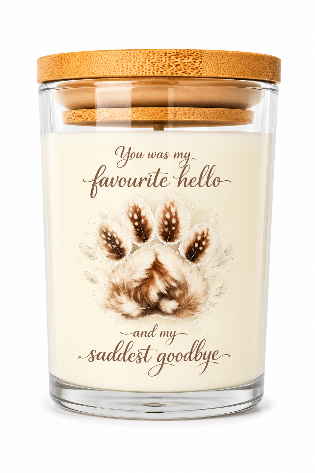 You Was My Favourite Hello Candle – Vanilla Scented 40 Hour Burn Pet Memorial Candle – Sympathy Gift with Premium UV-DTF Label