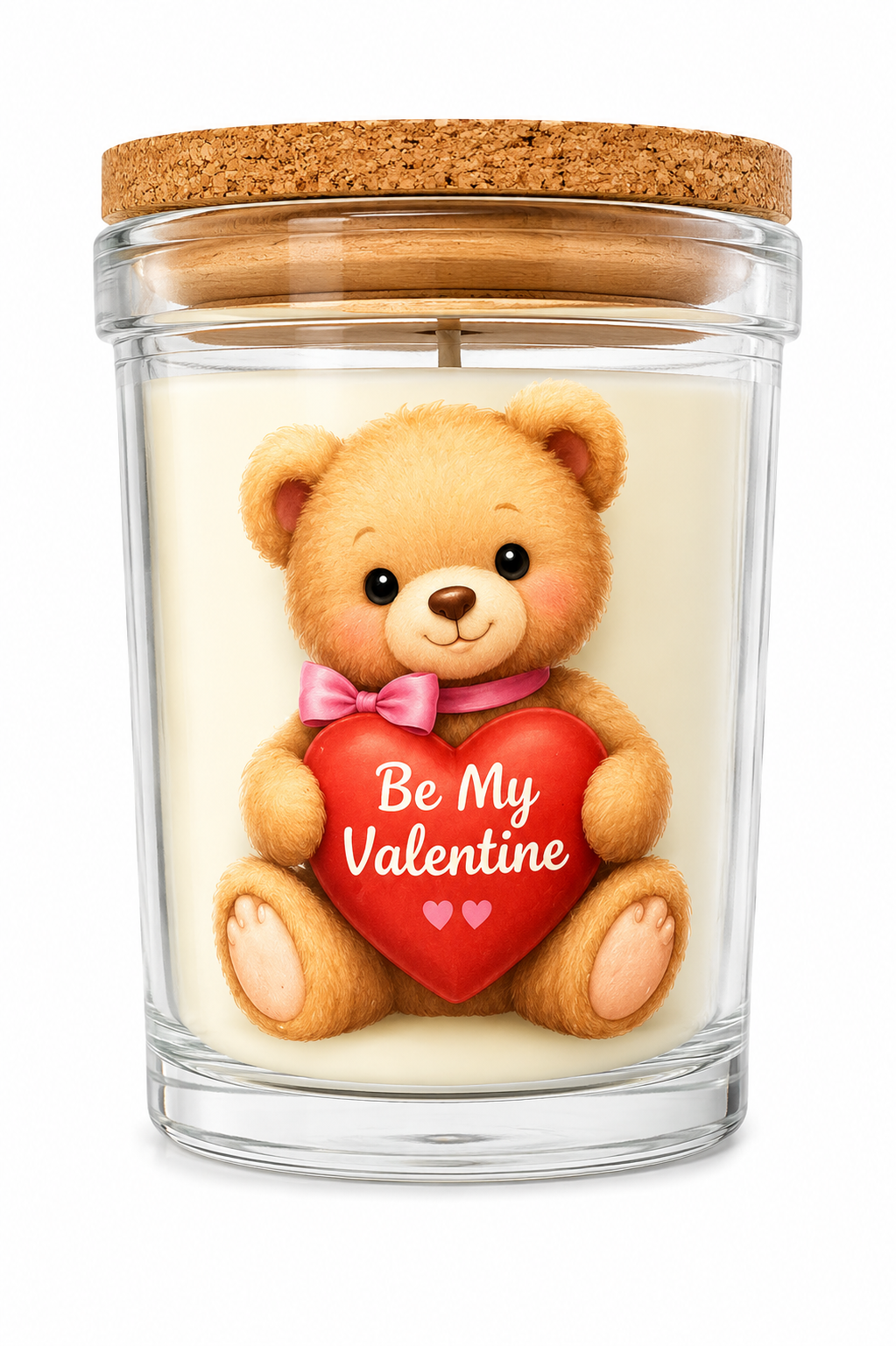 Valentine’s Day Teddy Bear Vanilla Candle with Jar and Decor Romantic Be My Valentine Present