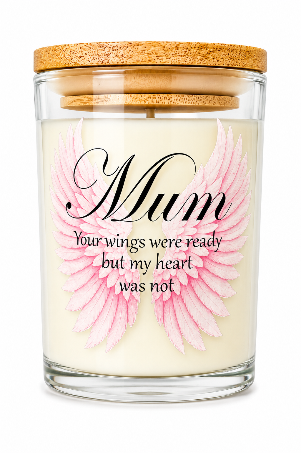Mum Memorial Vanilla Scented Candle In Loving Memory Gift UK Your Wings Were Ready But My Heart Was Not Angel Wings Glass Jar Long Lasting 40 Hour Burn Time Bereavement Sympathy Remembrance Candle