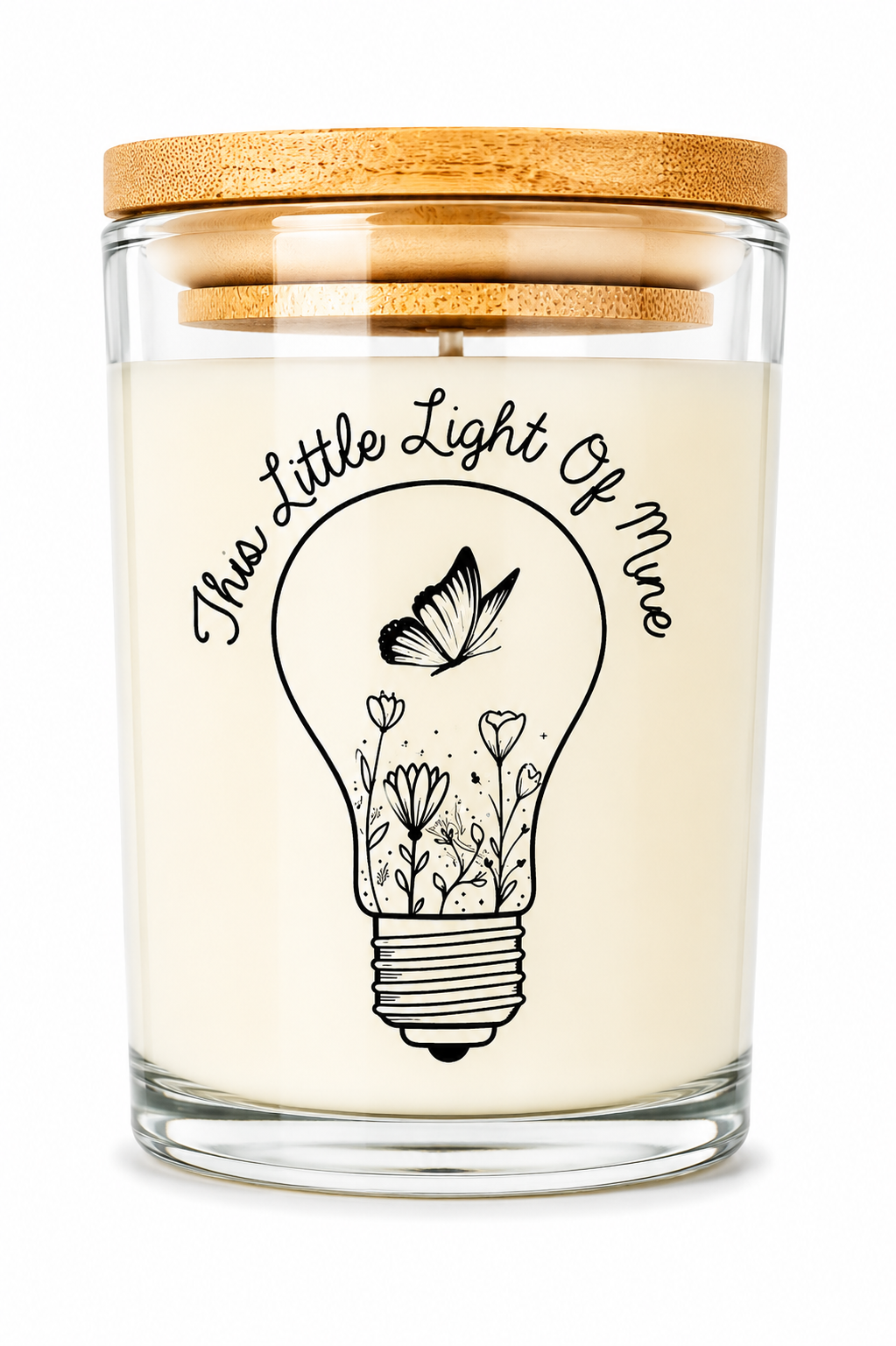 This Little Light Of Mine Candle Vanilla Scented with Butterfly Design in Light Bulb Shape UV DTF Technology Ideal Gift for Birthdays Mothers Day Christmas and Anniversaries