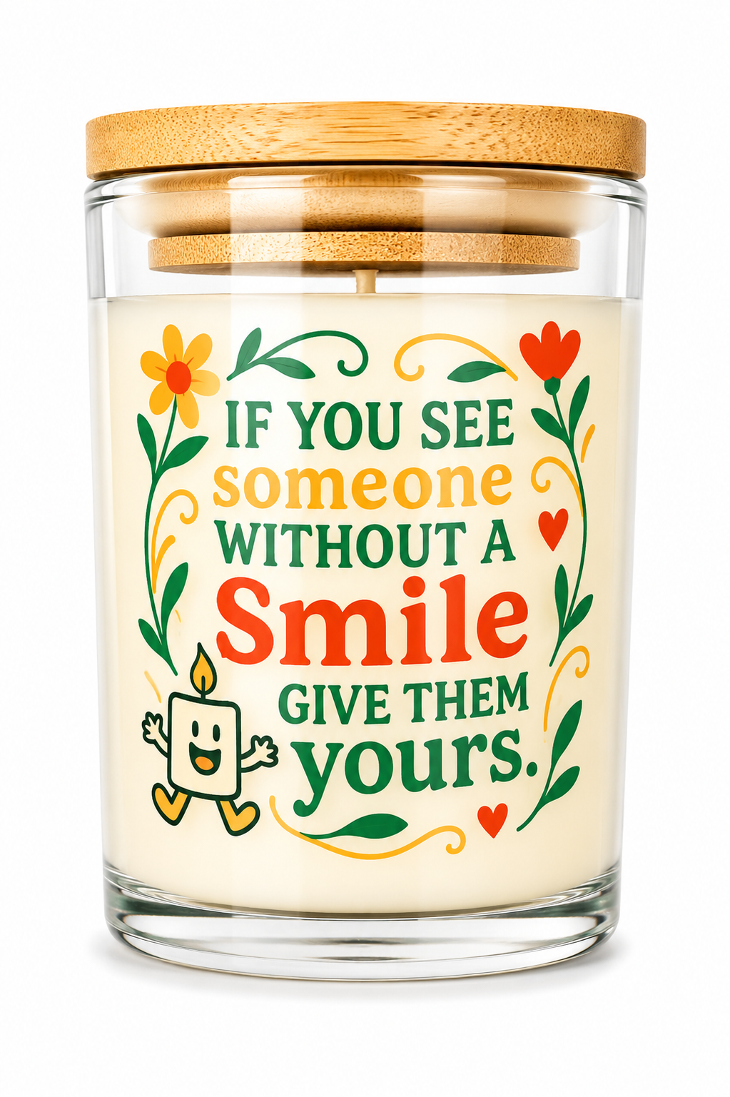 If Your See Someone Without A Smile Give Them Yours Vanilla Candle 40 Hour Burn Time Aromatherapy Gift for Joyful Atmosphere - Decor