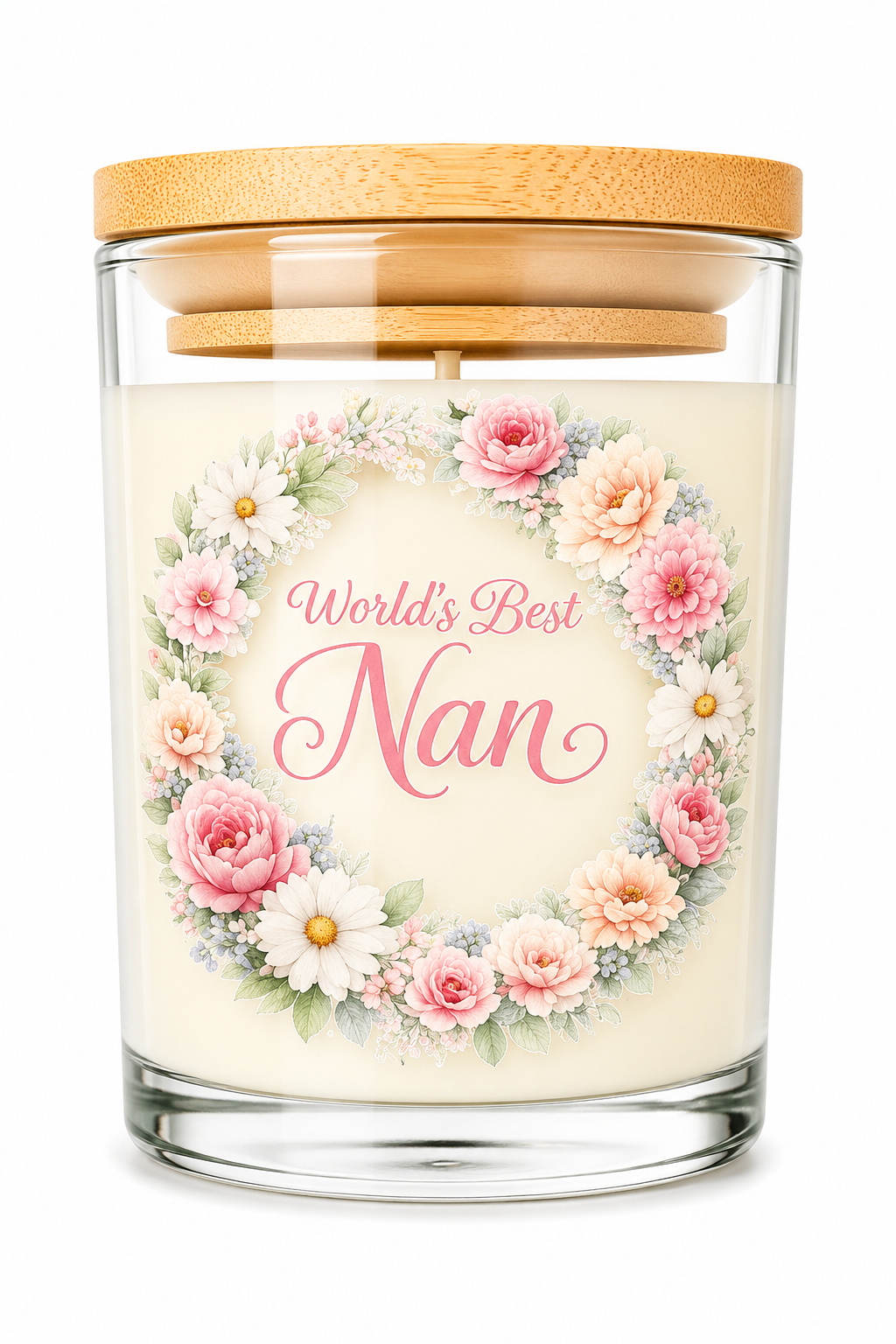World's Best Nan Vanilla Scented Candle Gift - Soft Floral Design, 40 Hours Burn Time, Elegant Glass Jar, Perfect for Nan Nanny or Grandma - Decor