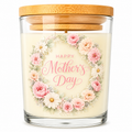 Happy Mothers Day Vanilla Candle Floral Bamboo Lid