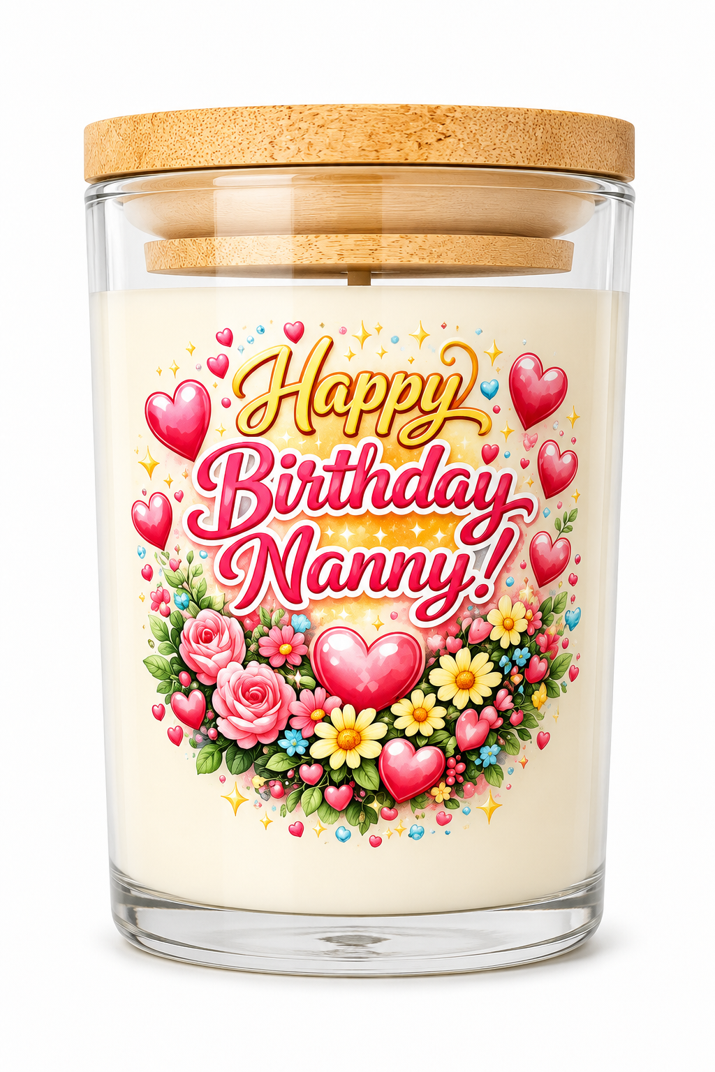 Happy Birthday Nanny Candle Gift – Vanilla Scented 40 Hour Burn Candle for Nanny – Beautiful Birthday Present with Premium UV-DTF Label