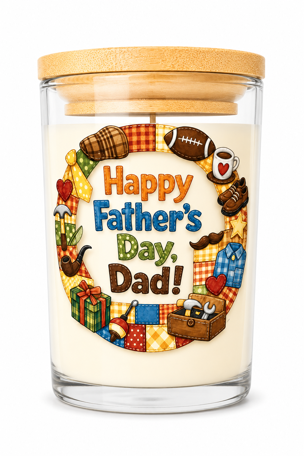 Happy Father’s Day Dad Candle Gift – Vanilla Scented 40 Hour Burn Candle for Dad – Thoughtful Father’s Day Present with Premium UV-DTF Label