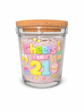 Cheers to 21 Candle Gift – Jasmine Scented 40 Hour Burn 21st Birthday Candle – Colourful 21st Birthday Present with Premium UV-DTF Label