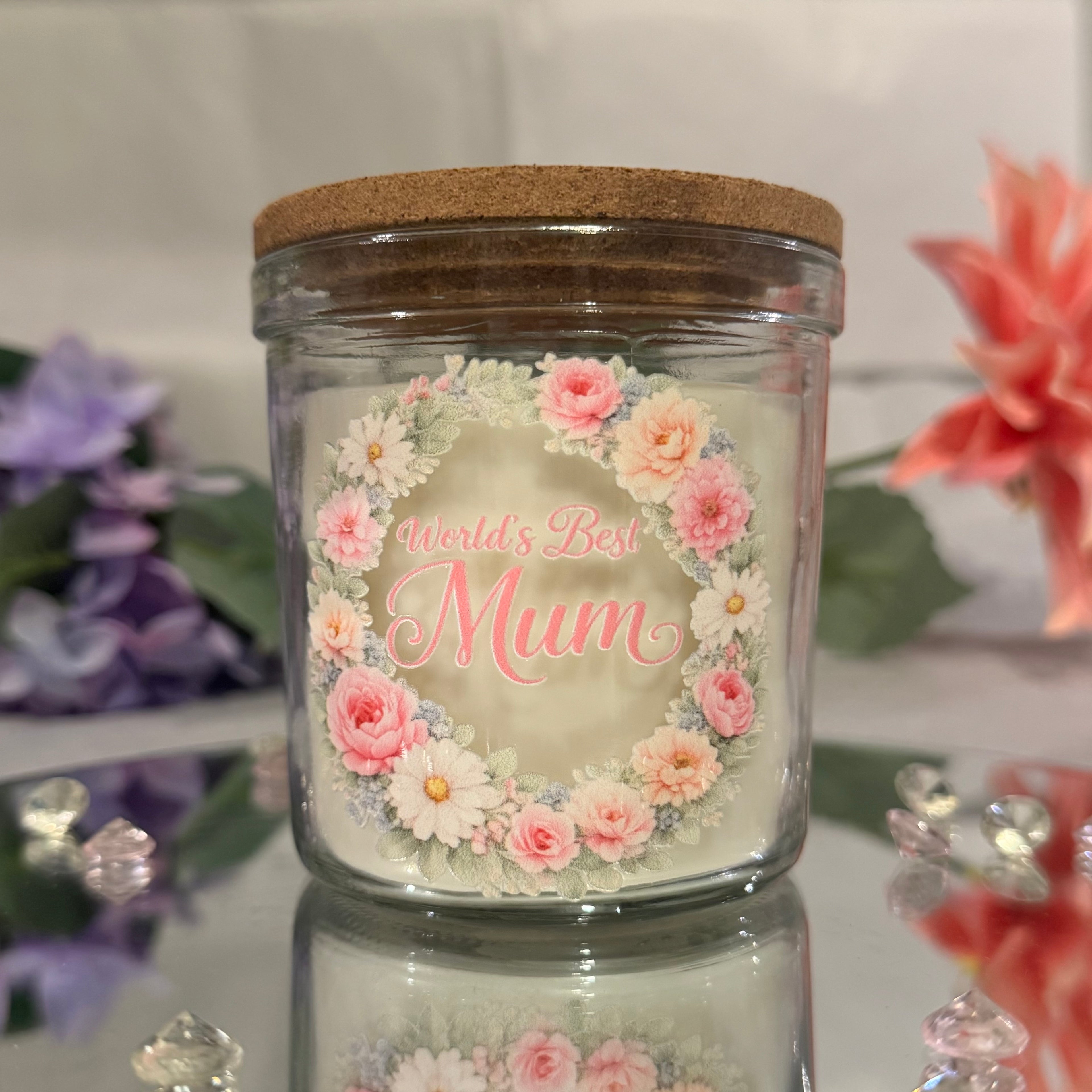 Mother’s Day Gift Set World’s Best Mum Vanilla Candle Plaque Pen and Keyring