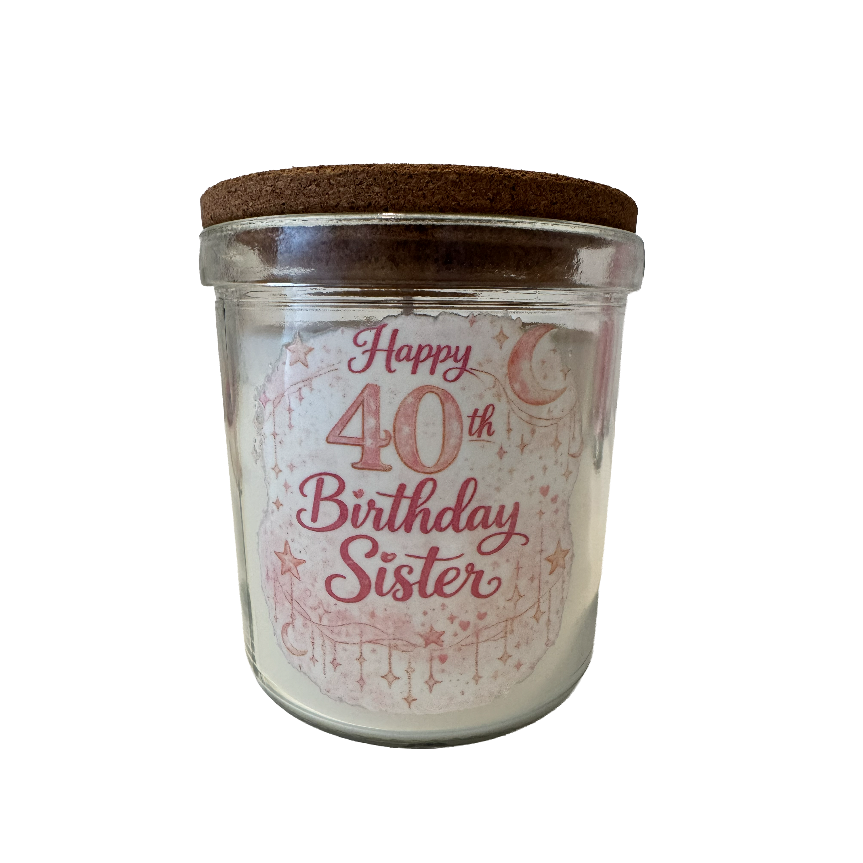 Happy 40th Birthday Sister Gift Candle – Vanilla Scented 40 Hour Burn Candle for Her – Beautiful Birthday Present with Premium UV-DTF Label