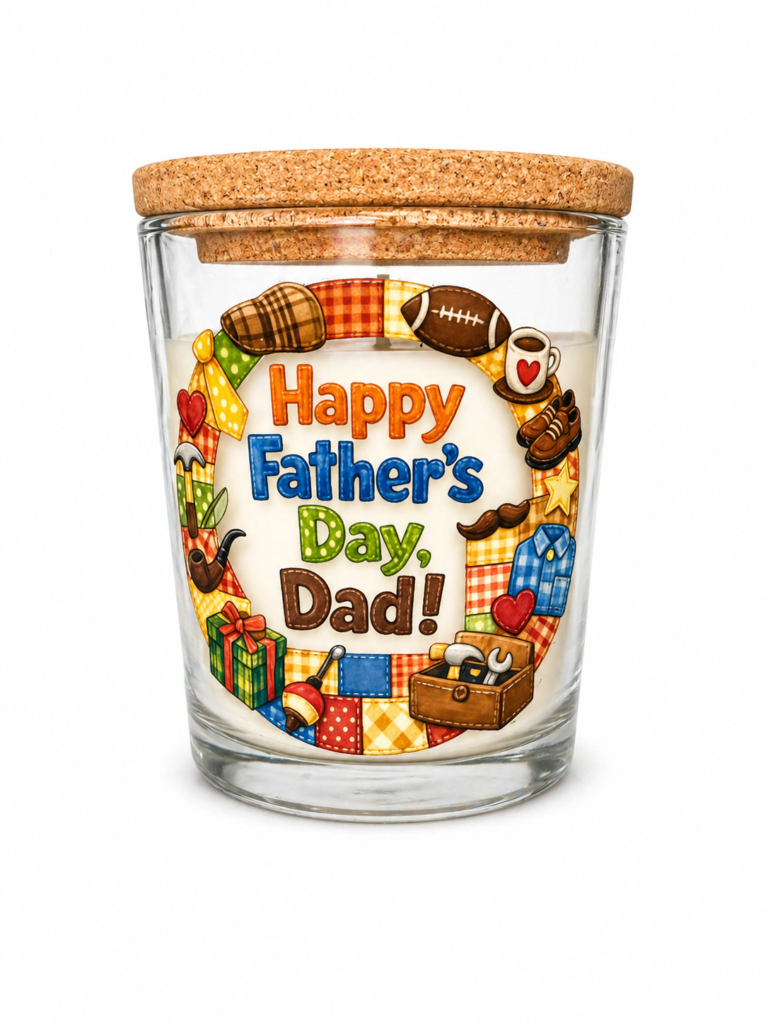 Happy Father’s Day Dad Candle Gift – Vanilla Scented 40 Hour Burn Candle for Dad – Thoughtful Father’s Day Present with Premium UV-DTF Label