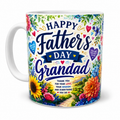 Happy Father’s Day Grandad Mug | Floral Ceramic Tea & Coffee Cup Gift for Grandad