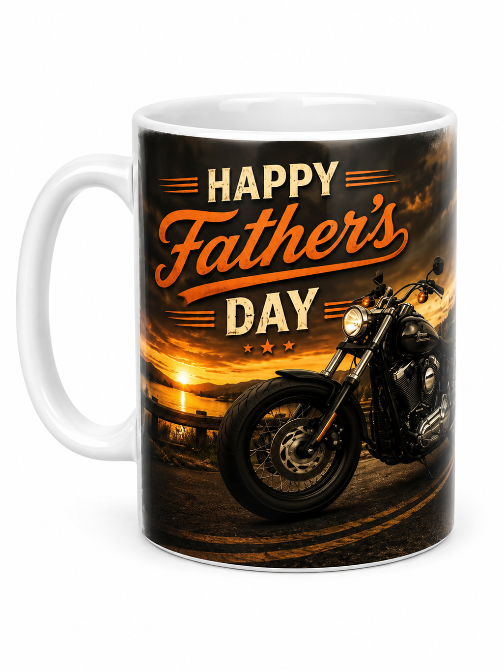 Happy Father’s Day Motorbike Ceramic Mug | Motorcycle Tea & Coffee Gift Cup for Dad