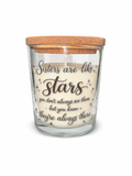 Sisters Are Like Stars Candle Gift – Vanilla Scented 40 Hour Burn Candle for Sister – Meaningful Sister Gift with Premium UV-DTF Label
