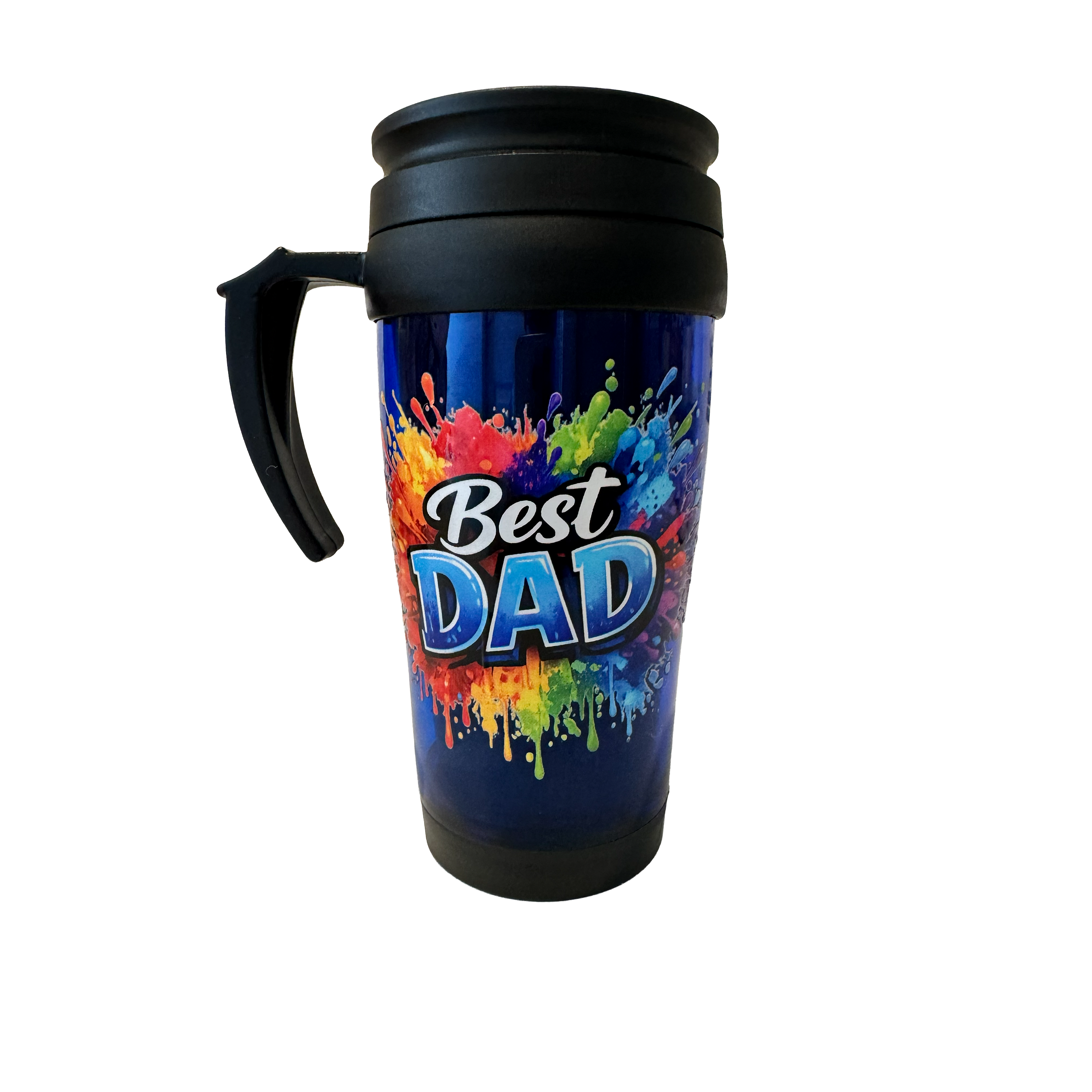Best Dad Travel Mug Gift – 400ml Insulated Mug for Dad – Perfect for Birthdays or Father’s Day – Hot or Cold Drinks Cup with Handle & Screw-on Lid - Drinkware