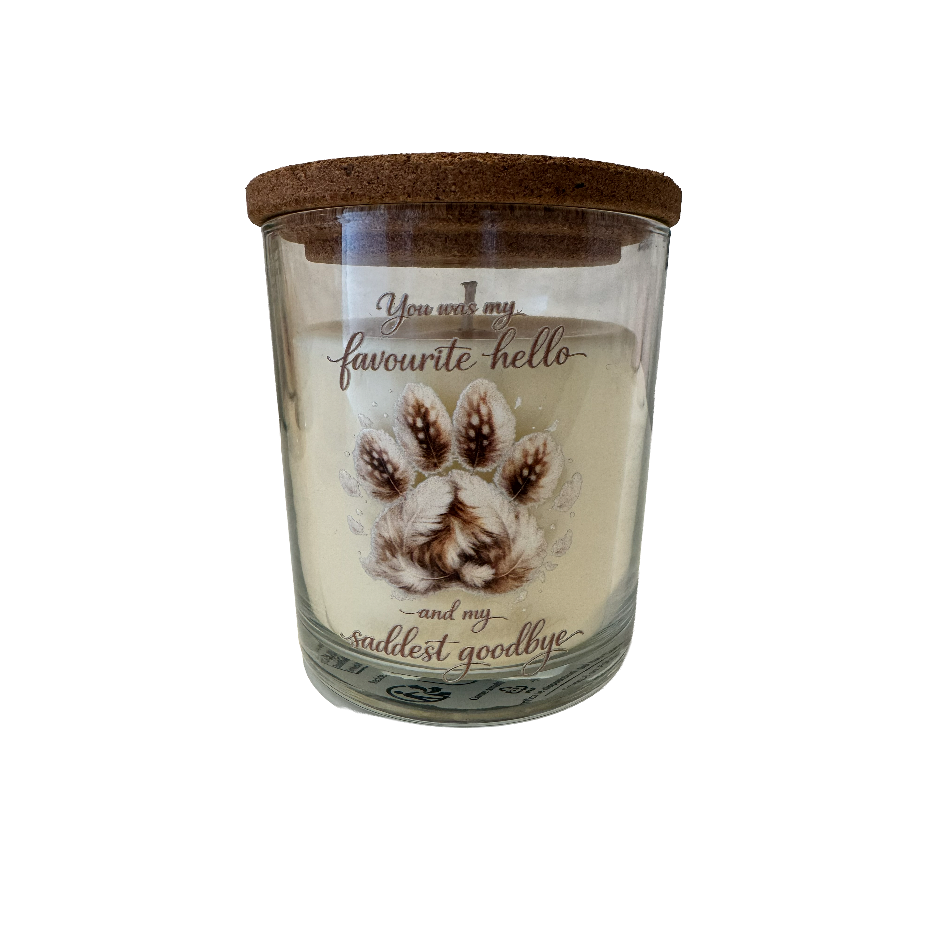 You Was My Favourite Hello Candle – Vanilla Scented 40 Hour Burn Pet Memorial Candle – Sympathy Gift with Premium UV-DTF Label