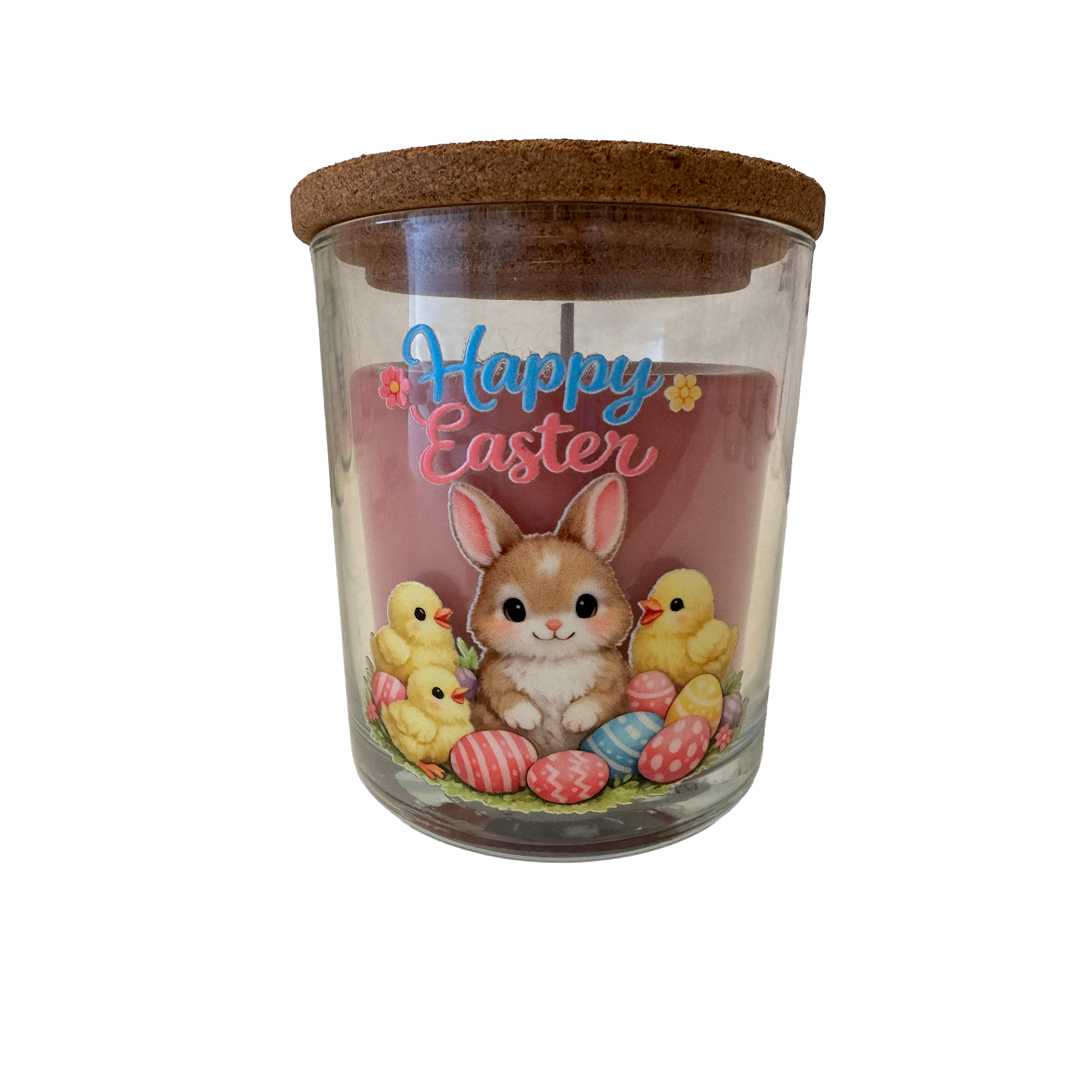 Happy Easter Candle Gift – Red Berries Scented 40 Hour Burn Easter Candle – Cute Bunny Easter Home Decor with Premium UV-DTF Label