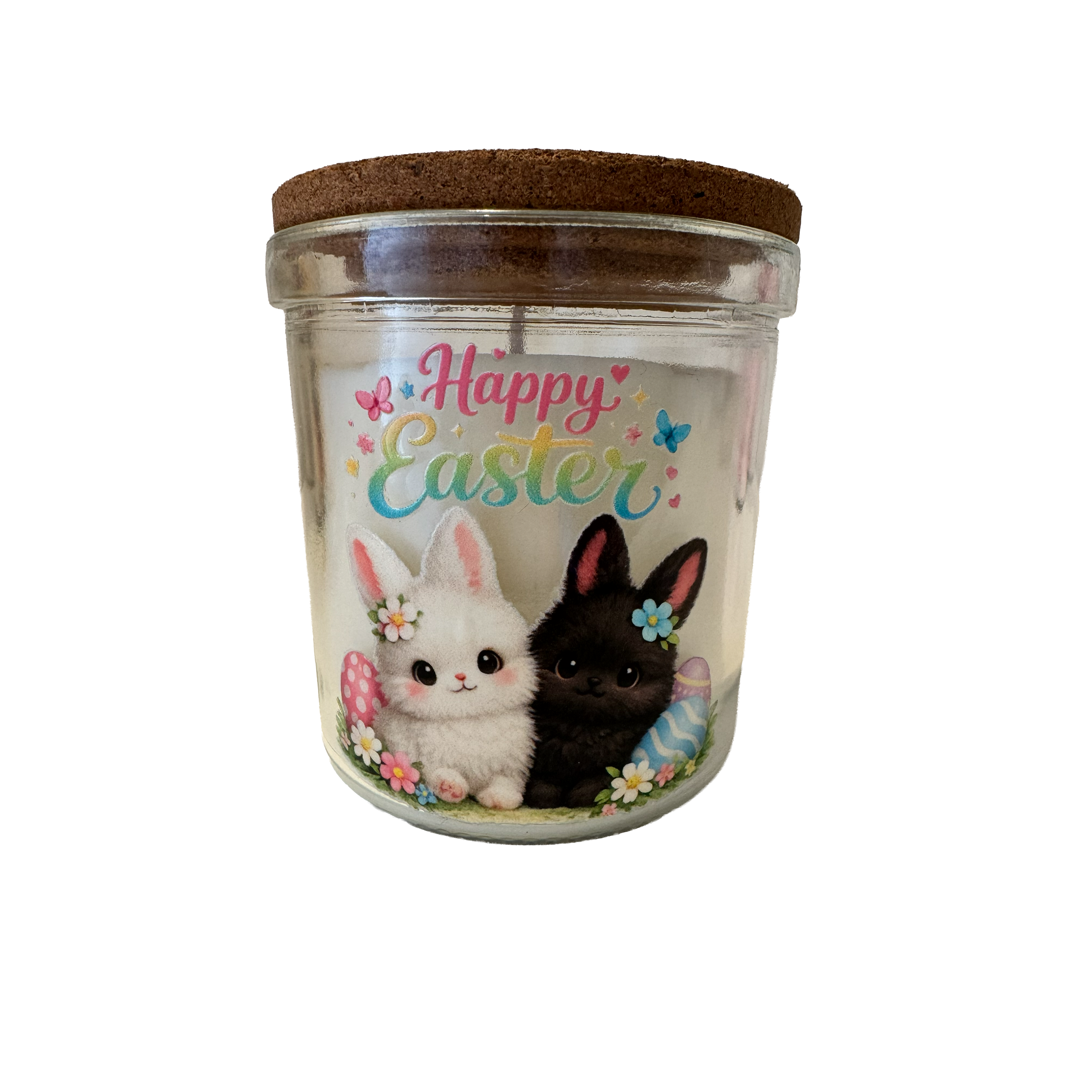 Happy Easter Bunny Candle Gift – Vanilla Scented 40 Hour Burn Easter Candle – Cute Spring Home Decor with Premium UV-DTF Label